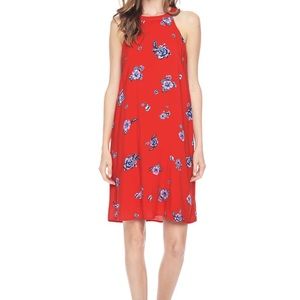 Splendid Red Floral Sleeveless Rayon Shift Tank Dress Lightweight Size Small